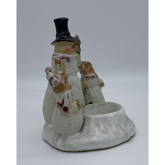 Vintage Snowman Candle Clay Pottery Tea Light Votive Holder Large Christmas - Picture 4 of 10